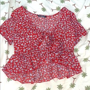 Red floral top